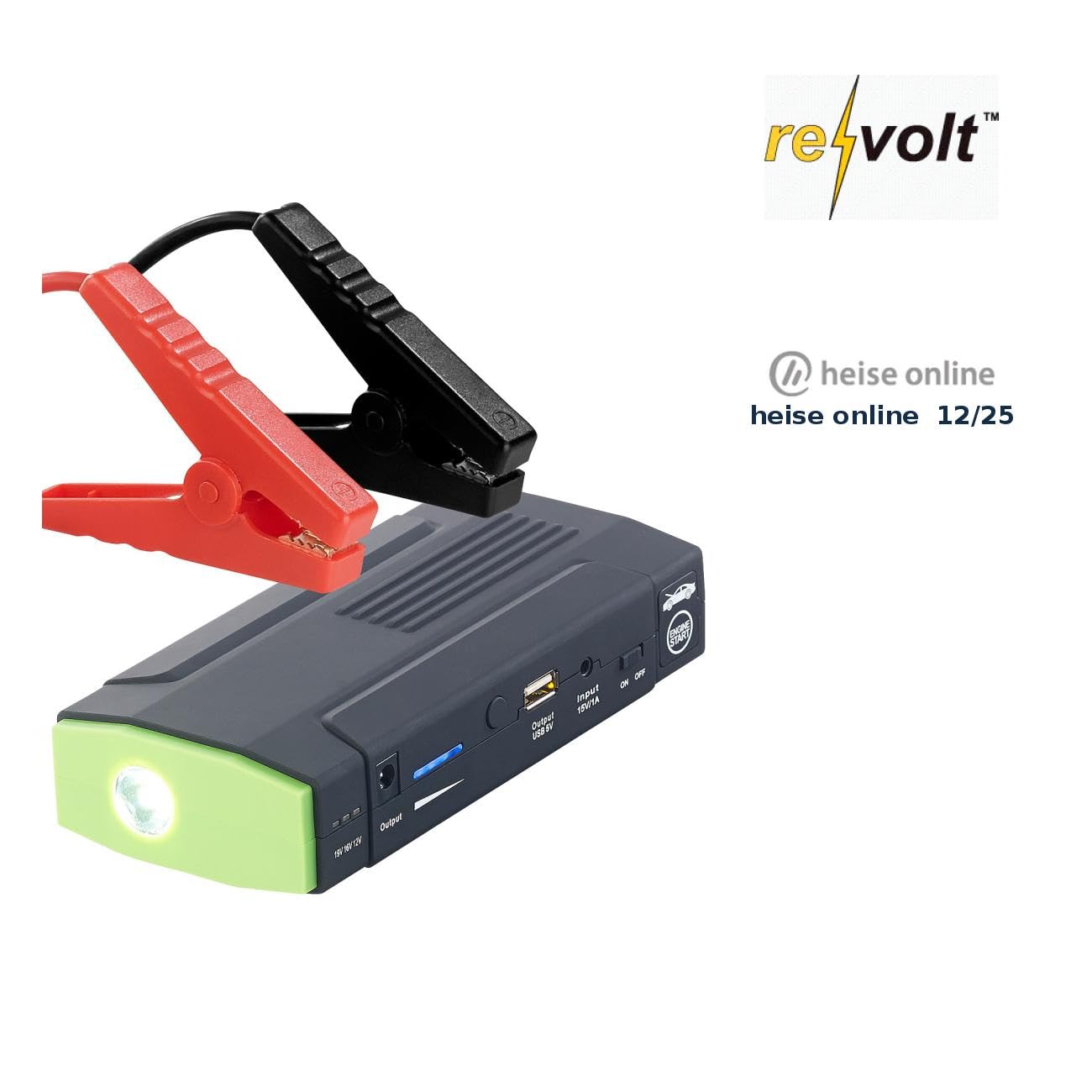revolt Jump Booster: Notebook-Powerbank mit Kfz-Starthilfe & LED-Leuchte, 8.000 mAh, 400 A (Autobatterie Starthilfe-Powerbank, Akku, Auto)