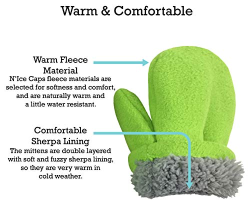 Image of N'Ice Caps Little Kids and Baby Easy-On Sherpa Lined Fleece Mittens - 2 Pair Pack