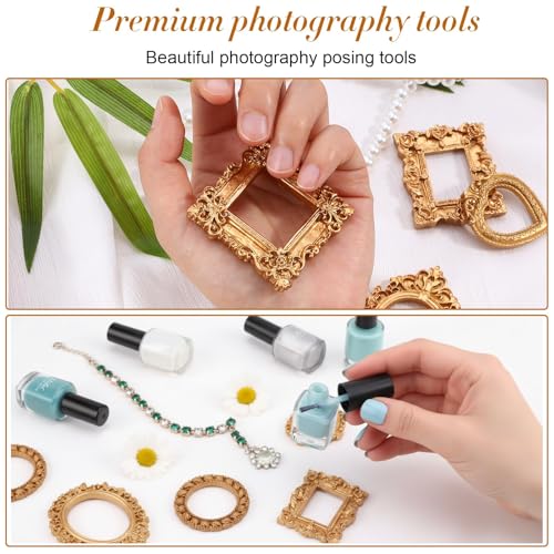 Image of 7 Pcs Vintage Frames,Resin Photo Frame Collection For Wall Decor And Table Display, Golden Antique Mini Frames For Home Decoration And Photography Props, Multi-Purpose Decorative Frames Set