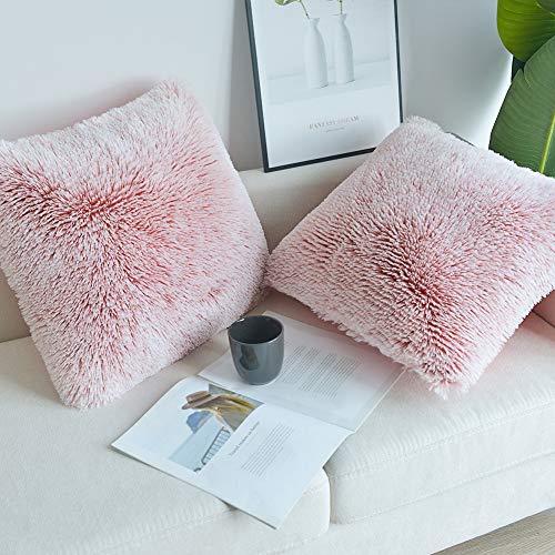 Image of Faux Fur Throw Pillow Covers for Couch Decorative Pillows 22x22 Inches