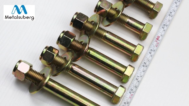 Image of 5 /8 inch x 9 inch Hex Head Bolt by Color Galvanization with Nylon Lock nut and Large Size Washer Assortment Kit,Alloy Steel,Grade 8.(2pcs Pack). by Metalsuberg