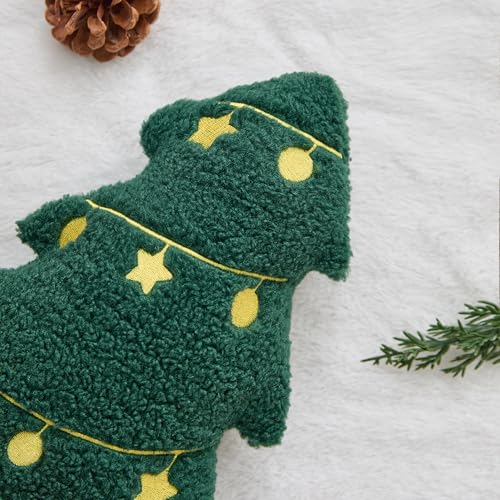 Image of Allorry Christmas Pillows Set of 2 Green Christmas Tree Lanterns Shaped Soft Plush Christmas Decor Pillow for Party Xmas Winter Holiday Home Sofa Cushion Cases WL-006I