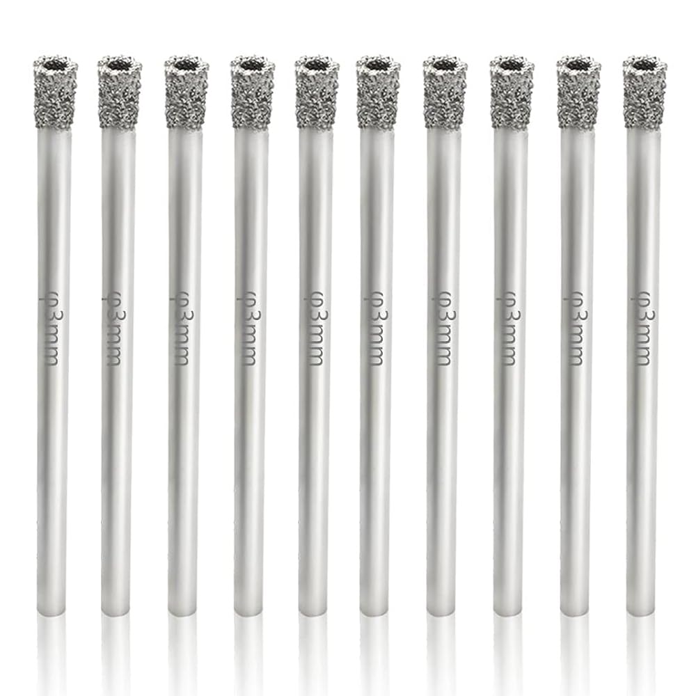 UPTODATETOOLS 10Pcs 1/8" / 3mm Diamond Hole Saw Drill Bits, Glass Hole Saw Tile Hole Saw Suitable for Ceramic Glass Tile Porcelain Marble (B0D22QDP9L) Amazon Price History, Amazon Price Tracker