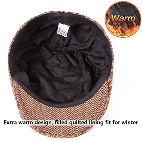 Image of 2-Pack Adjustable Newsboy Hats for Men Flat Cap Irish Wool Blend Tweed