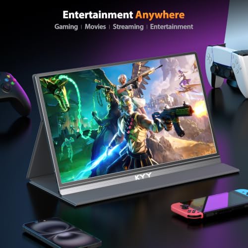 Image of KYY Portable Monitor 15.6 inch 1080P Computer Monitor Screen Extender w /Cover