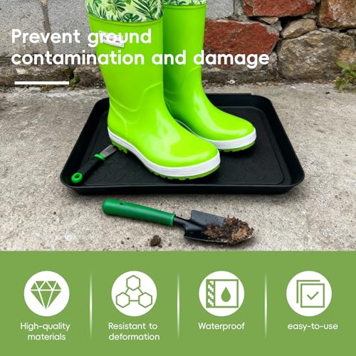 QUIIEOSKIA 3 Stück Schuhabtropfschale, Schuhwanne aus Kunststoff, Schuhmatte Abtropfwanne 35 x 27 x 3 cm, für schmutzige und nasse Schuhe, Hundefuttermatte,Gummistiefel, Schlammschaufe