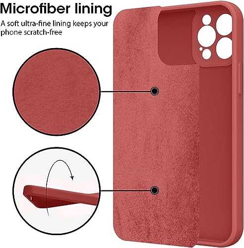 KPPIT for iPhone 13 Pro Case Protective Case Silicone,Ultra Slim Soft Gel Anti-Scratch,Microfiber Lining,Rubber Shockproof Case Cover for iPhone 13 Pro Camellia Red,6.1 inch - Image 3