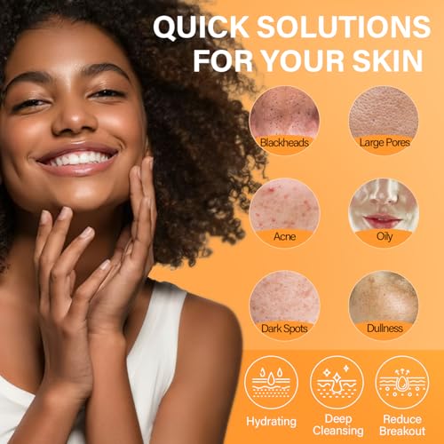 Facial Clay Mask Set - Vitamin C Turmeric Clay Mask, Dead Sea Mud and Salicylic Acid Mask for Pores Cleansing, Blackheads, Dark Spots, and Brightening, Face Masks Skincare Gift for Women, 2.82 oz each