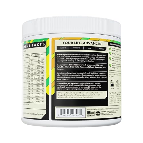 Image of Advanced Energy - Energy Boosting Formula with Electrolytes for Hydration - L-Theanine to Combat Jitters - Sugar Free & Keto Friendly - No Maltodextrin (40 Servings) (Calamansi)