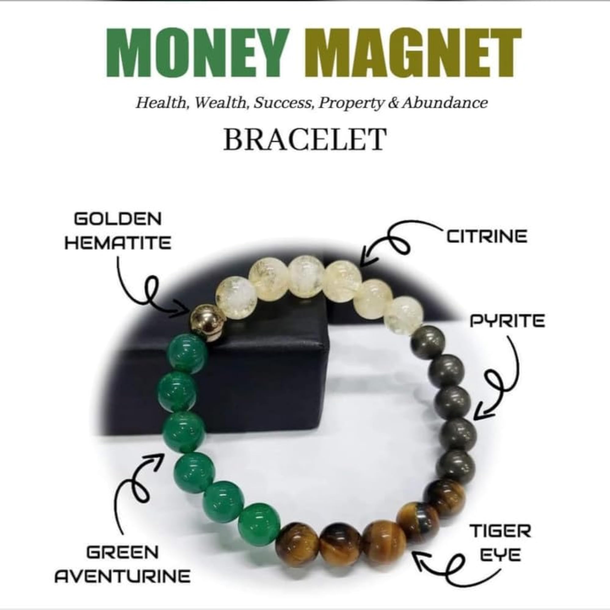 Money Magnet Bracelet - Natural Gemstone Adjustable Unisex
