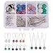 SUNNYCLUE 1 Box DIY 14Set Druzy Jewelry Necklace Earrings Making Kit - 24pcs Flat Back Druzy Resin Cabochons 12mm, 24pcs Blank Dangle Cabochon Setting, Earrings Hooks, 2m Cross Chains, Platinum