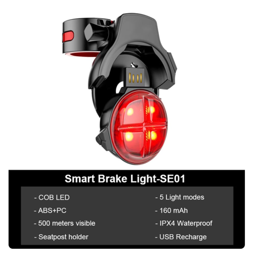 Bicicletta Intelligente Auto Brake Sensing Taillight Ipx5 Impermeabile LED Ricarica Ciclismo Tail Light Bike Accessori Luce Posteriore
