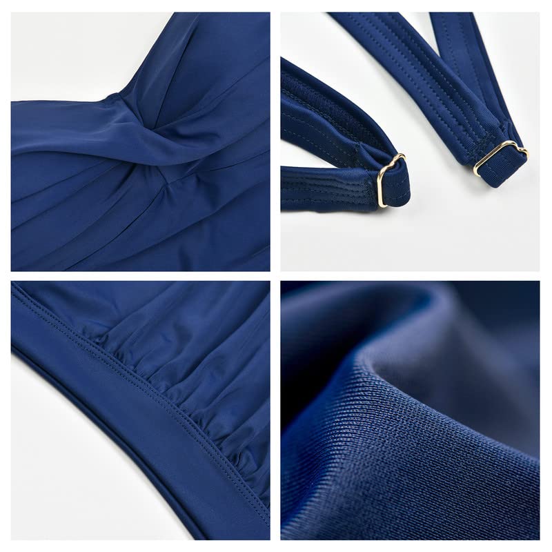 WIN.MAX Costume Intero Donna, Costume Intero con Controllo della Pancia, Costume da Bagno Taglie Forti per Donna Monokini Push-up Vintage, per Coppe da C a DD