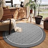Vintage Geometric Texture Elegant Grey White Round Area Rug 2x2 Machine Washable Foldable Soft Faux Wool Rugs for Living Room Bedroom Guestroom Kitchen Art Deco Home Office Indoor Floor Carpets