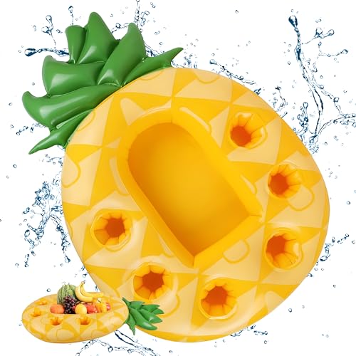 Ananas 7 Trous Porte Gobelet, yisight Bar Flottant pour Piscine, Bar Gonflable, Porte Gobelet Piscine, Bouee Piscine, pour Piscine, Fête, Plage