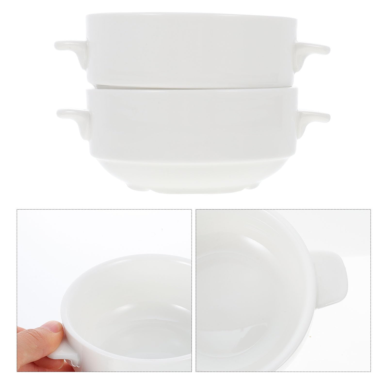 Tazones de Cerámica con Asas Dobles 2 Piezas Cuencos para Sopa y Cereales Utensilios de Cocina para Desayuno y Servir Resistentes y Fáciles de Limpiar Ideales para Uso