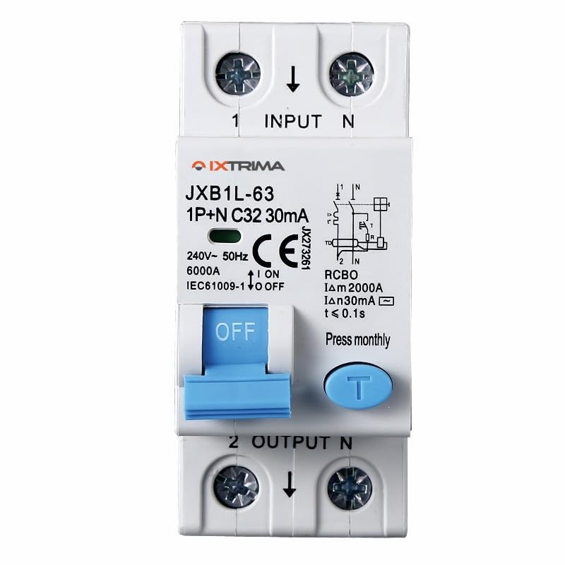 Interruttore Magnetotermico Differenziale 1P+N 32A 30mA 220V-6KA 2 moduli 30mA per Guida DIN - Protezione Circuiti e Sicurezza Impianti