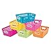 Neon Tall Plastic Storage Baskets with Handles - Set of 6 - Classroom, Kids Room, Daycare, Montessori Sorting Bins