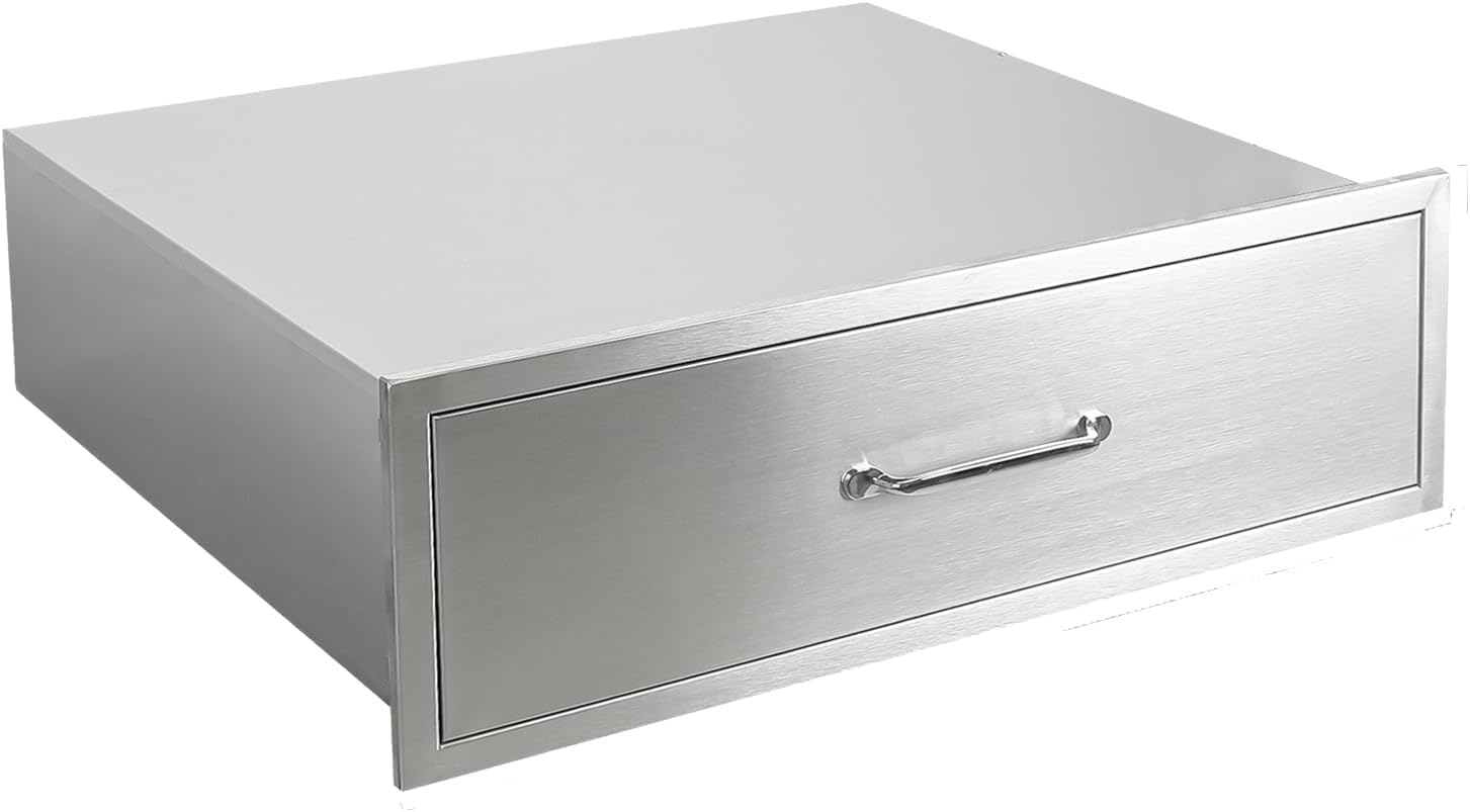 Outdoor Kitchen Drawers, Outdoor Kitchen, 76 x 59 x 26 cm, Stainless Steel Outdoor Kitchen Drawers, Flush Mounted, Grill Drawers with Handle, Grill Island Drawers for Outdoor Kitchens