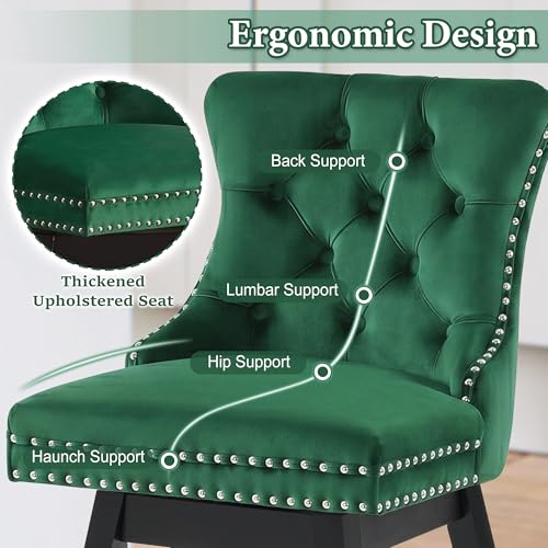 Image of Green Swivel Bar Stools, Velvet Counter Height Bar Stools Set of 4