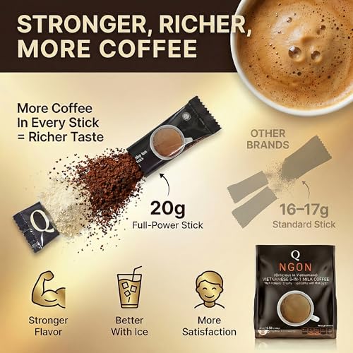 Image of Cafe sua da vietnamese coffee, Vietnamese instant coffee, Strong but Smooth, Perfect Hot or Iced, Travel & Camping Ready Stay Focused & Energized Anywhere, 24 Sticks (20g Each), Made in Vietnam.