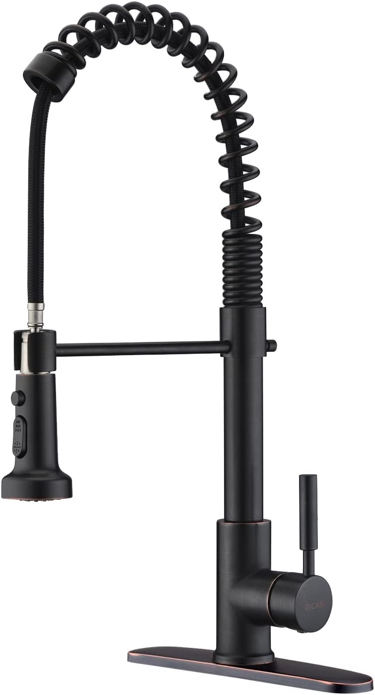 GICASA Kitchen Faucet with Deck Plate, Commercial Style Single Handle