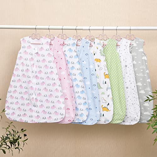 Phf 100% Cotton Baby Sleep Sack, 0-6 Months Baby Wearable Blanket, 2-Way Zipper Infant Sleeping Sack For Baby Boys Girls, 2 Pack Comfy Small Size Sleeveless Sleeping Bags, Rainbow & Blue Elephant #TOP6