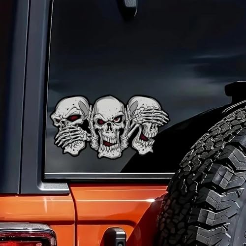 Sticker trois crânes vinyle pour masquer les rayures de voiture et PC - 2
