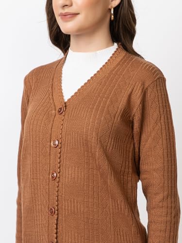 Image of Women's Warm Woolen Cardigan - Stylish Full Sleeve Knitwear for Winter, Cozy & Elegant Sweater