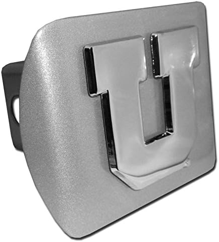 Utah Utes"U" Emblem Brushed Silver Metal NCAA Trailer Hitch Cover Fits 2 Inch Auto Car Truck Receiver