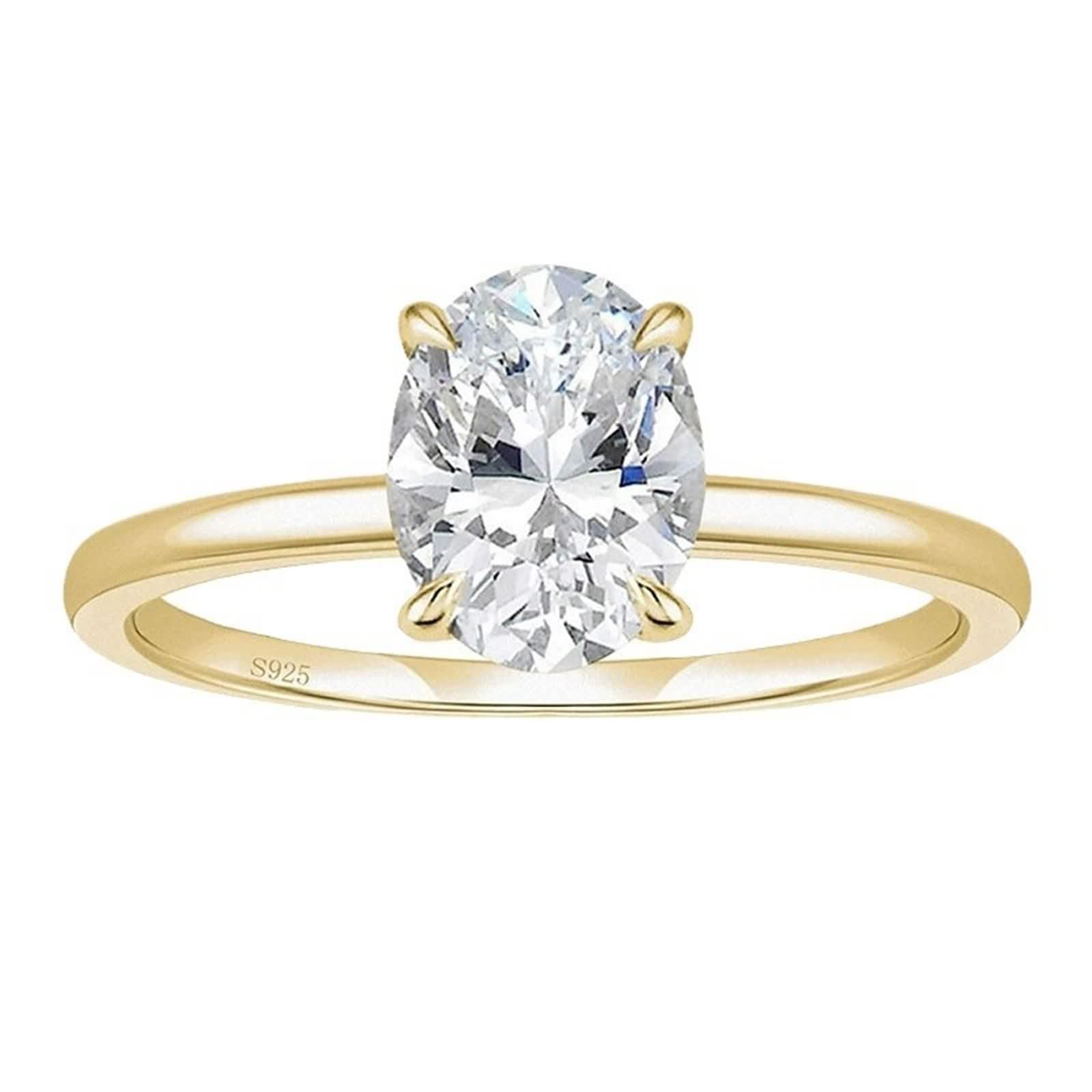 Anello di fidanzamento da donna in argento 925 e oro, misura 60 (19,1