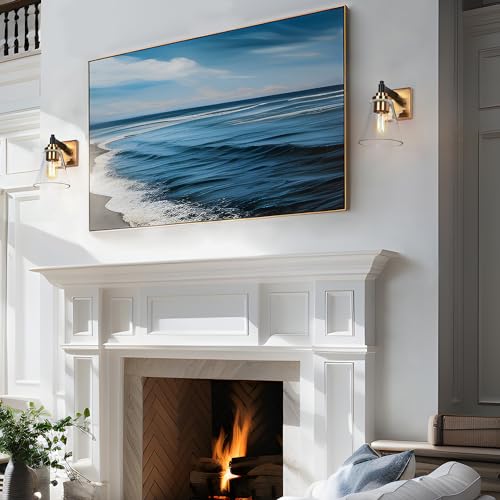 Image of KSANA Wall Sconces, Black and Gold Wall Lights for Bedroom, Wall Mounted Lamps with Flared Glass Shade for Living Room, Bathroom,