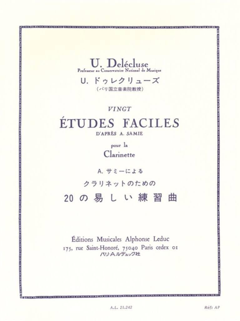 Ulysse delecluse : 20 etudes faciles - d'apres a. samie pour la clarinette