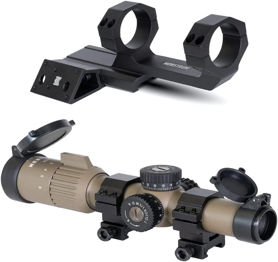 Monstrum G2 16x24 FFP Rifle Scope Flat Dark Earth Monstrum Scope Mount with