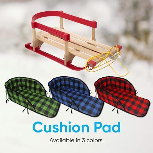 Image of Superio Children Wooden Sled, Snow Sled for Toddlers, Kids Sleigh with Pull Ropes and Cushion, Baby Sled