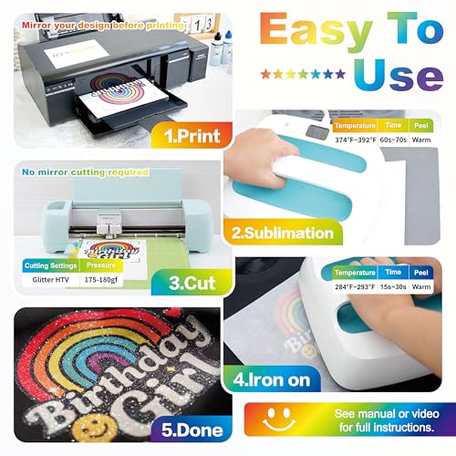 Vinyle de transfert thermique HTV paillettes sublimables pour impression textile précise