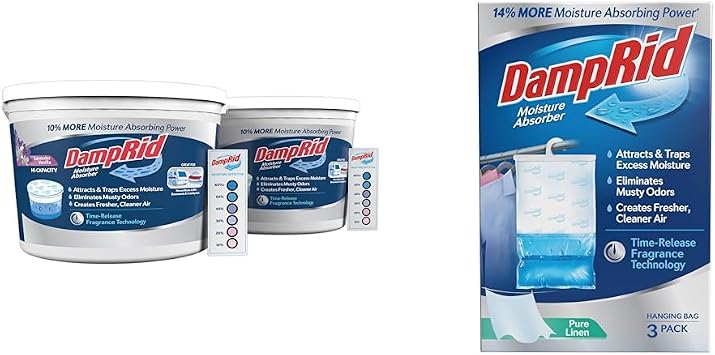 DampRid Hi-Capacity Moisture Absorber Bucket & Hanging Bag Moisture Absorber 3-Pack Bundle