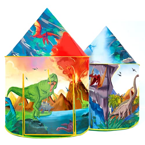 Kids Play Tent, Pop Up Kids Indoor Tent Playhouse for Boys Girls, Kids Dinosaurs Tent for Indoor Outdoor Games, Dinosaurs Toys Ideal for Babies & Children 3-10 Years Old, 55'' x 40'' (HxD)