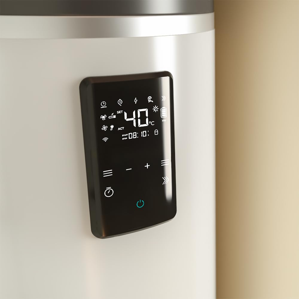 Cecotec Termo con Aerotermia de 100L, Calentador de Agua AeroThermal 100 Water Connected. Energía Sostenible, Bajo Consumo, Pantalla Táctil, Control por APP, R290, Temperatura hasta 75ºC