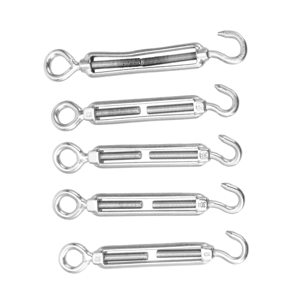KICHOUSE Stainless Steel Wire Rope Tensioner 5pcs 304 M5 Flower Basket Screw Tension Wire Tightener Threaded Eyelet and Hook Tools