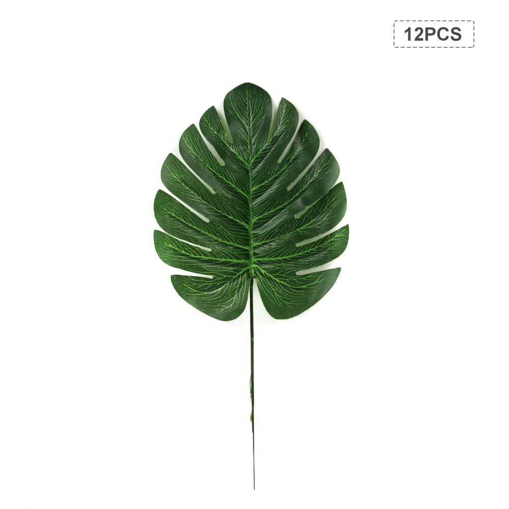 ISAKEN 12 Foglie Finte Tropicali In Plastica - Decorazione Per Feste Hawaiane, Matrimoni, Jungle Party - Varie Misure