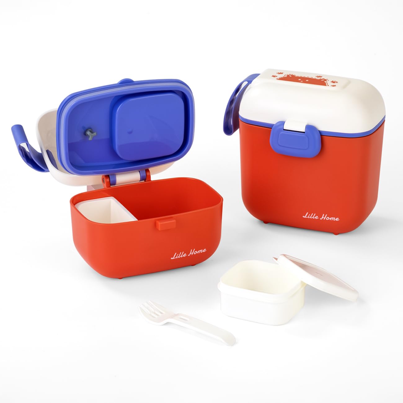 Ji and Ja® Portable Multipurpose Snack Containers, Reusable Meal Prep Food Storage Boxes, with Removable Compartment, Sauce Box, Spoon and Fork, BPA Free (Multi Color) Large Size Pack of 1-picture-33