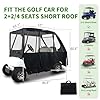 Tecoom Golf Cart Enclosure 2+2/4 Passenger for EZGO, Yamaha, Club Car, Waterproof 600D Rain Cover with 4 Clear Windows, Foldable Door Zippers, 8 Windproof Hooks, Side Mirror Opening, Roof 57''