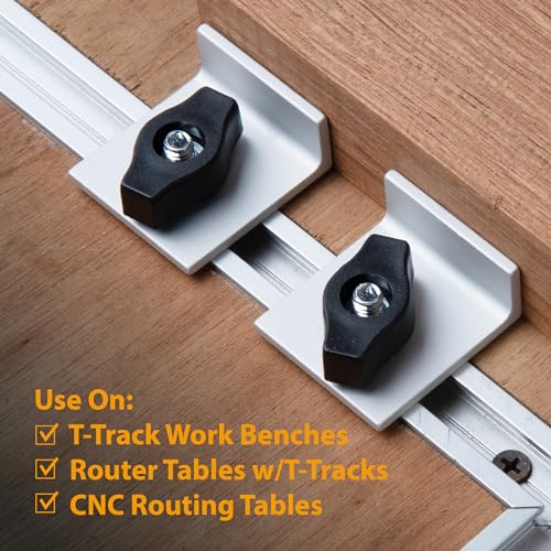 Image of POWERTEC 71821 Bi-Directional Short Stop Kit, T Track Stop Block for T-Track Woodworking, Sanding, and Routing, 4PK