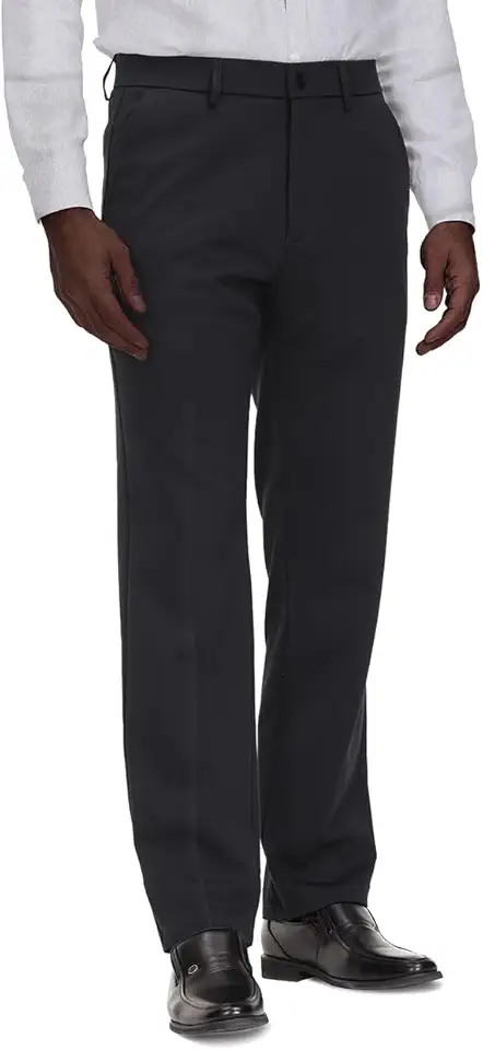 Soojun Men's Classic Fit Flex Waist Flat Front Dress Pant