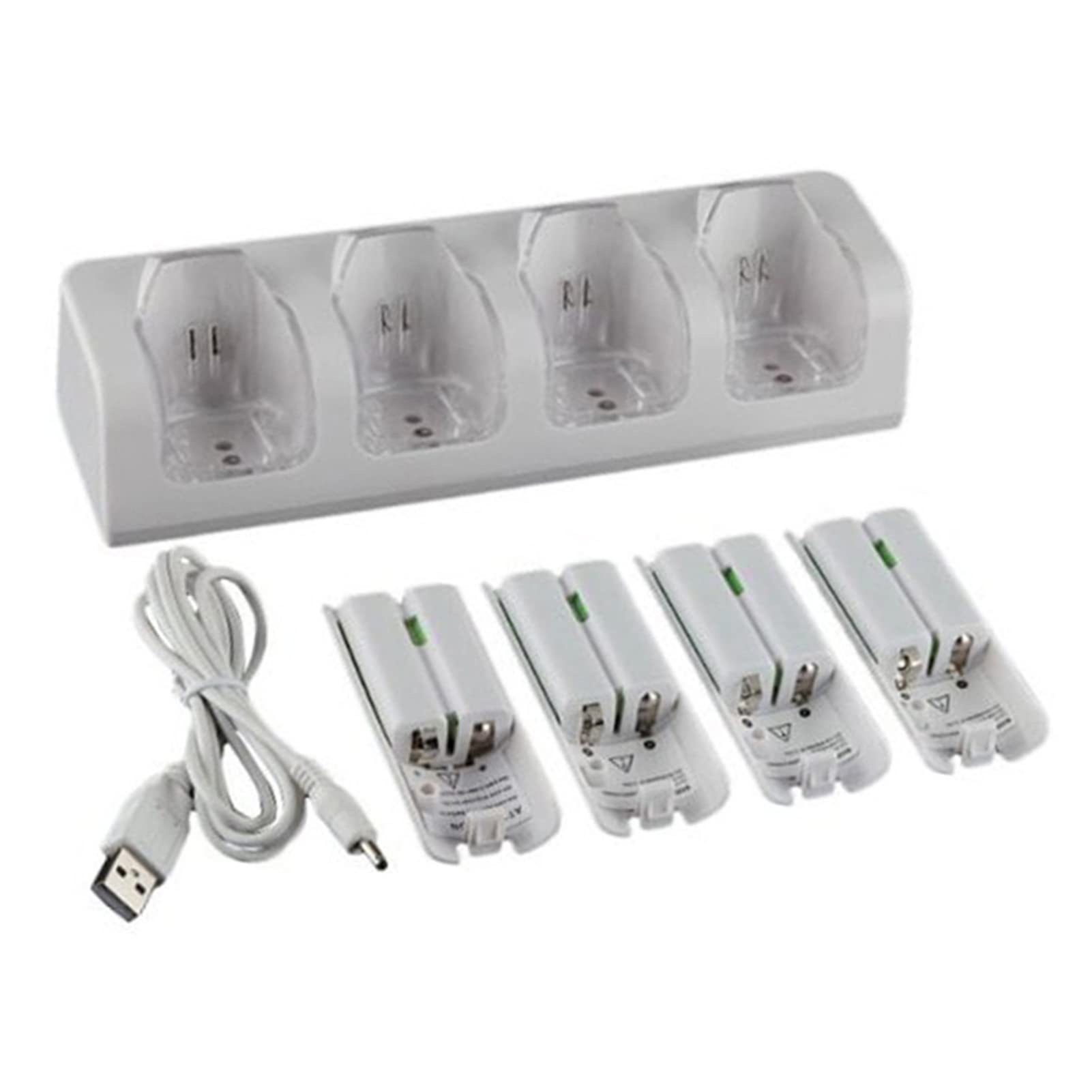 4Pcs 2800mAh Cellule Ricaricabili e Wii Cellule di Ricarica Dock Stand per Wii Remote Switch Accessorio