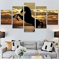 SIGNWIN 5 Panel Canvas Wall Art Modern Art Animals Colorful Decorative Elements Multicolor Photography Silhouette for Home Decorations Ready to Hang - 60