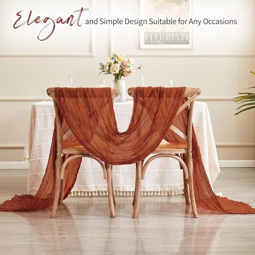 RealBox 14 Pack Terracotta Cheesecloth Table Runner 17x108 Inch Semi Sheer Boho Gauze Cheese Cloth Fabric Table Runners, for Wedding Party Baby Shower Birthday Home Decor Garden Farmhouse by RealBox - Used condition - Image 6