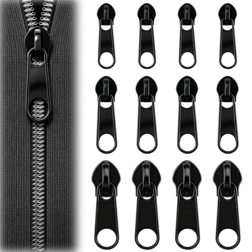 12 pièces Curseur Fermeture Eclair Curseur Charnière de Rechange en Trois Tailles (#5/#8/#10) Zip Fermeture Eclair Détachable pour Bagages, Jouets, Tentes,...