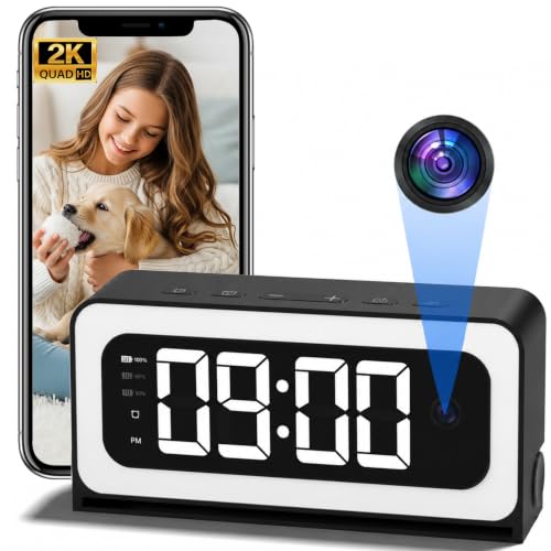 Image of 2K Alarm Clock with Camera for Home Security, 5G&2.4GHz WiFi Digital Clock Camera with Color Night Vision, AI Motion Detection, SD /Cloud Storage, Indoor Baby Pet Elderly Monitor